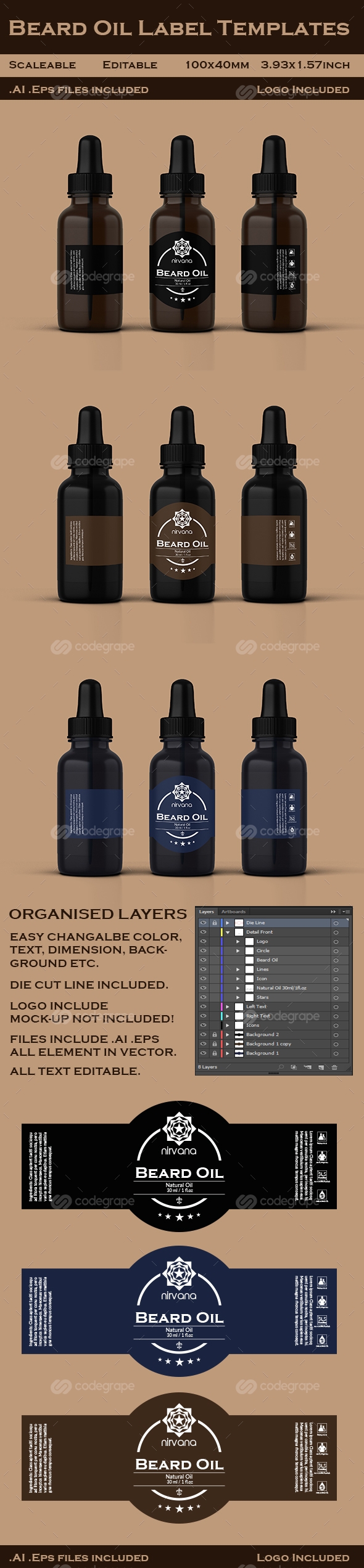 Beard Oil Label Templates Print | CodeGrape Beard Oil Label Templates Print | CodeGrape