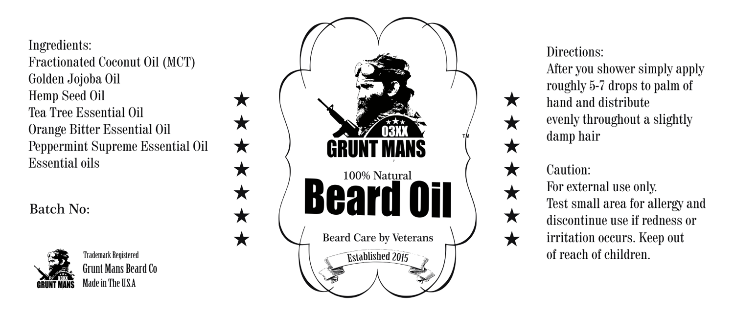 Masculine, Bold Label Design for Grunt Mans Beard Co by 3P Masculine, Bold Label Design for Grunt Mans Beard Co by 3P