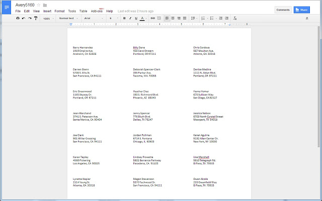 free address label templates for google doc