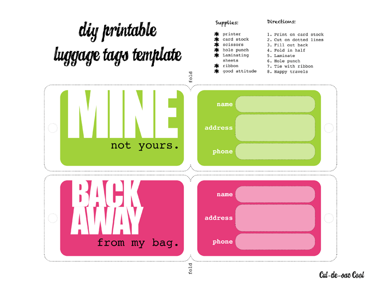 Luggage Label Template Luggage Label Template