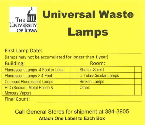 Universal Waste Lamps Label Template Universal Waste Lamps Label Template